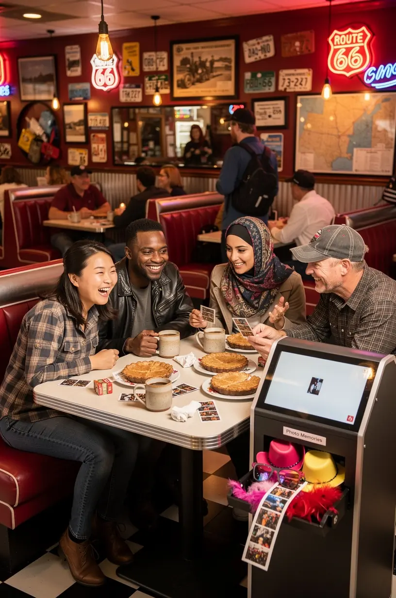 Бариста подает свежесваренный кофе в кафе, расположенном вдоль туристического маршрута с фотоспотами.